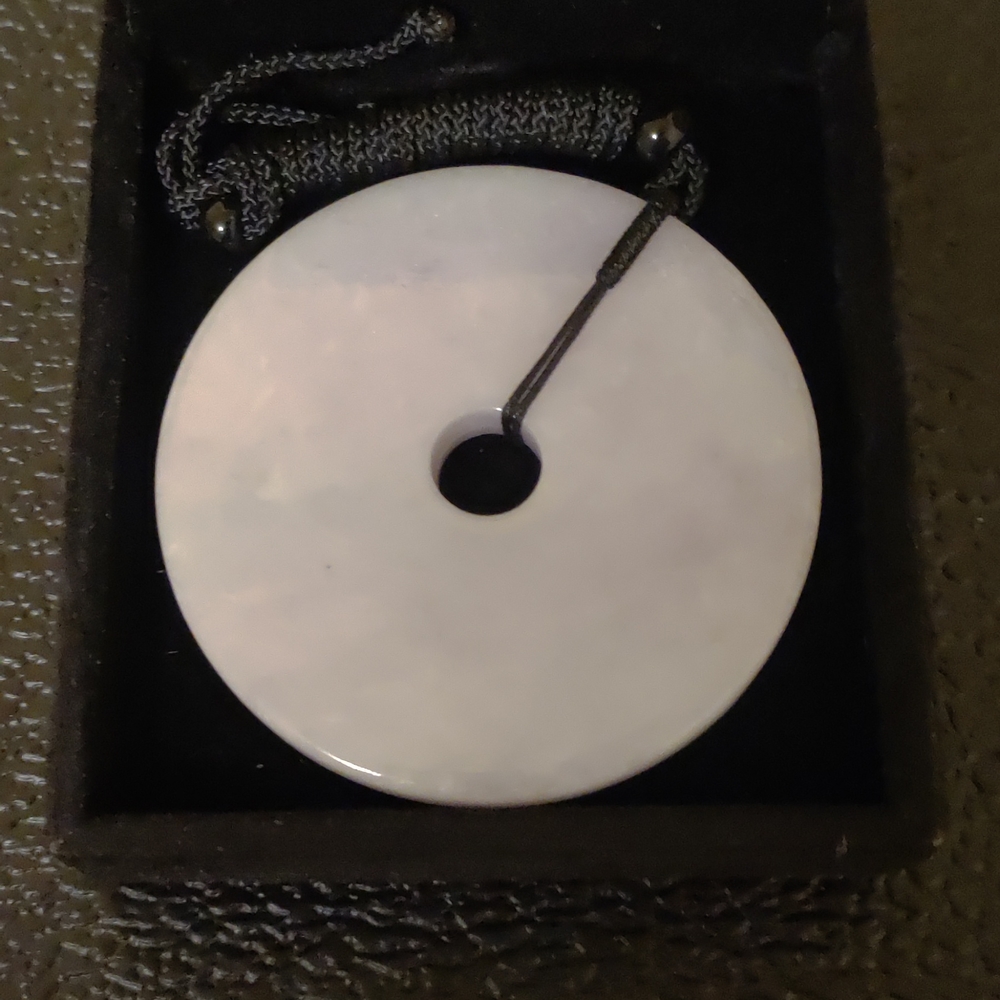 Lavender Jade Good Luck Disc Pendent